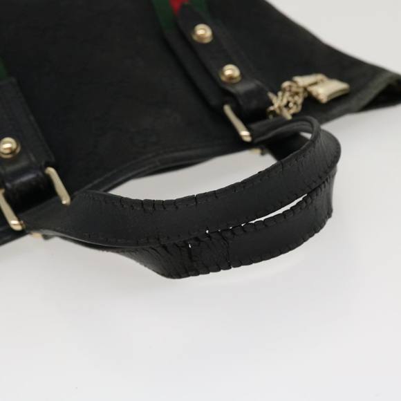 GUCCI Web Sherry Line GG Canvas Hand Bag Black Green Red 213048 Auth rd4507 - Picture 7 of 16